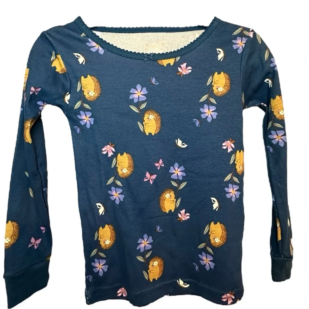 Carter's Blue Pajama Top with Floral Design NWOT